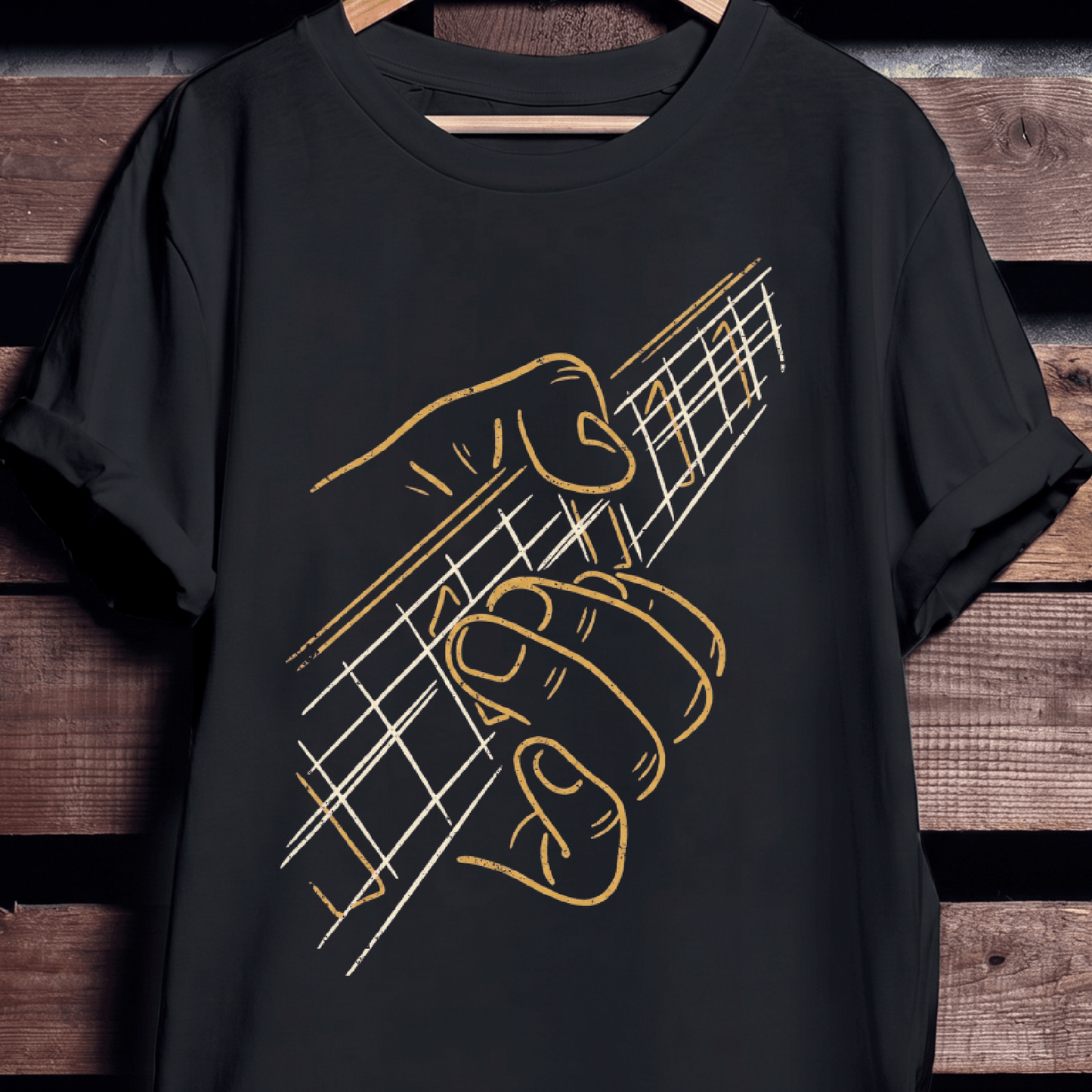 Acoustic Guitar Hand Line Art - The Music Frontiers