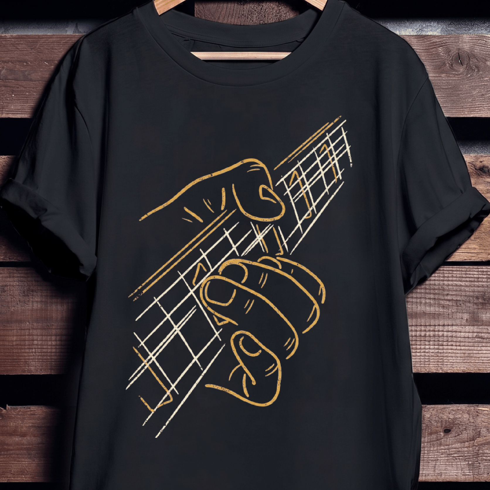 Acoustic Guitar Hand Line Art - The Music Frontiers