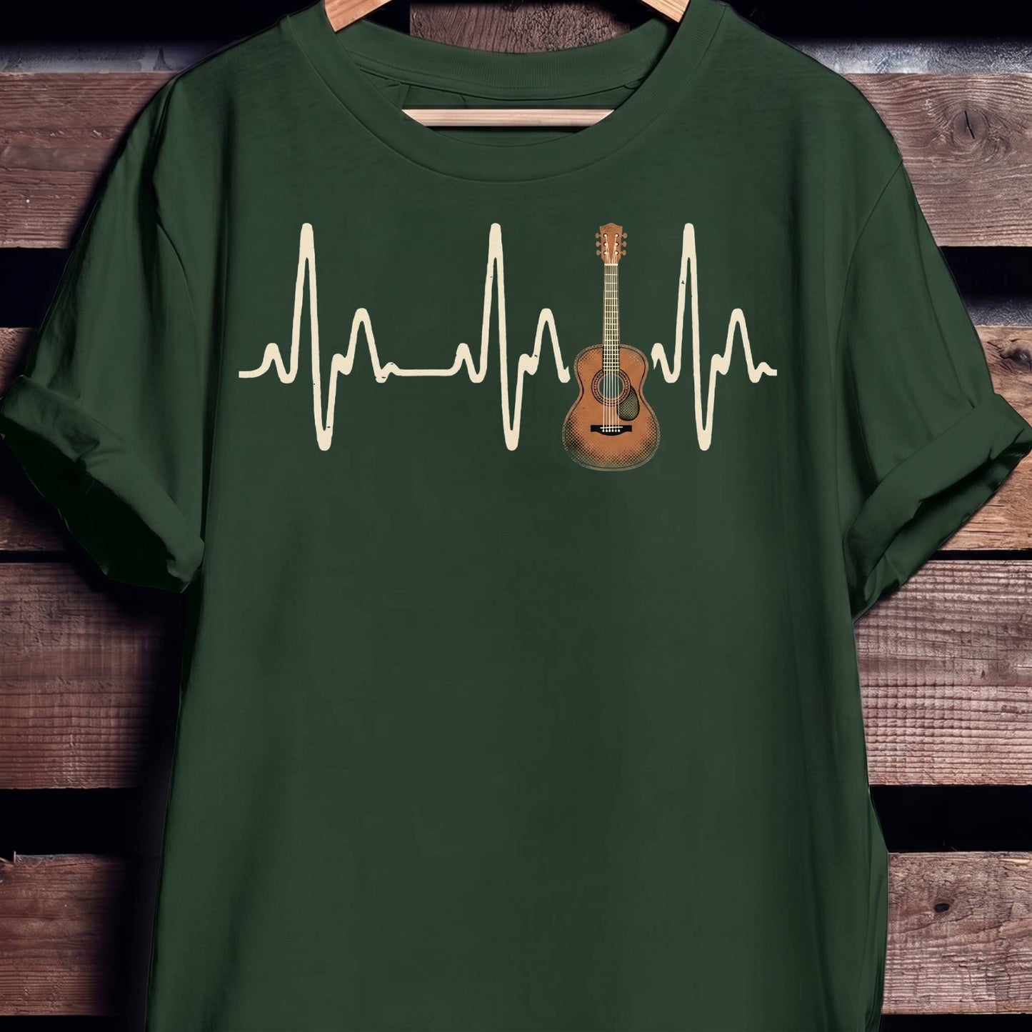 Acoustic Guitar Heartbeat Lifeline T-Shirt - The Music Frontiers