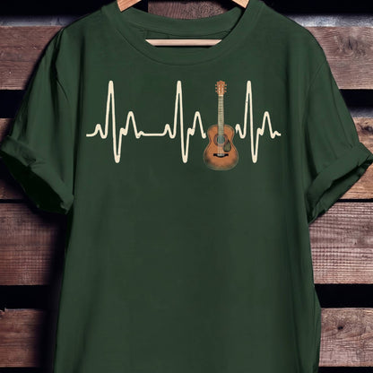 Acoustic Guitar Heartbeat Lifeline T-Shirt - The Music Frontiers