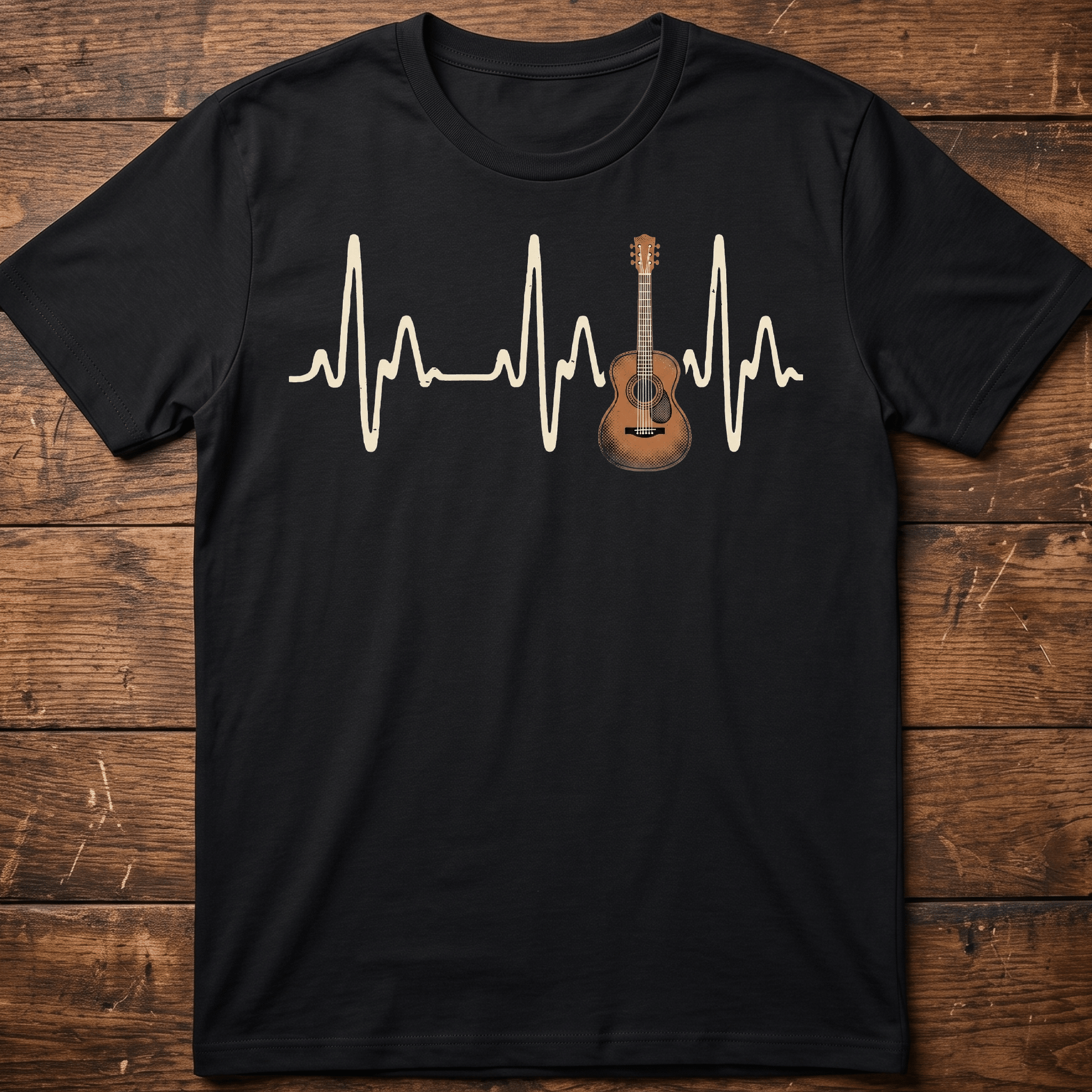 Acoustic Guitar Heartbeat Lifeline T-Shirt - The Music Frontiers
