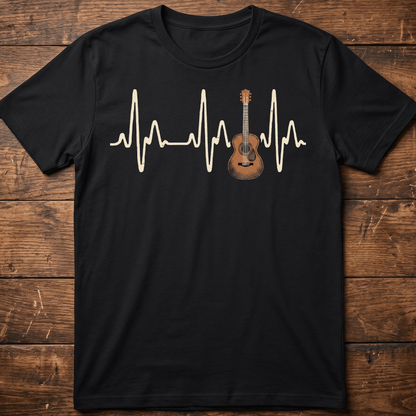 Acoustic Guitar Heartbeat Lifeline T-Shirt - The Music Frontiers