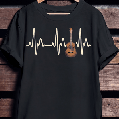 Acoustic Guitar Heartbeat Lifeline T-Shirt - The Music Frontiers