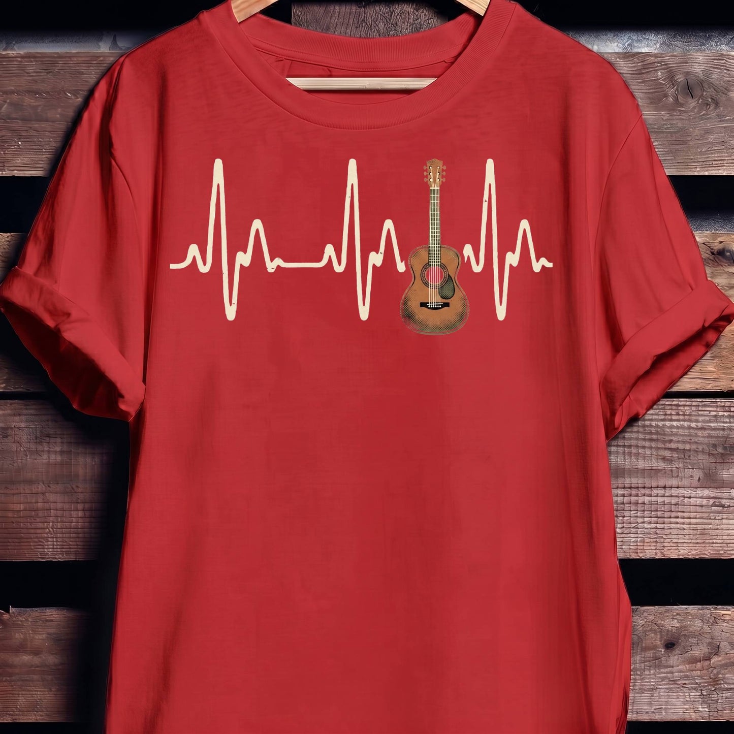 Acoustic Guitar Heartbeat Lifeline T-Shirt - The Music Frontiers