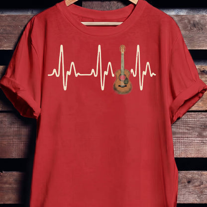 Acoustic Guitar Heartbeat Lifeline T-Shirt - The Music Frontiers