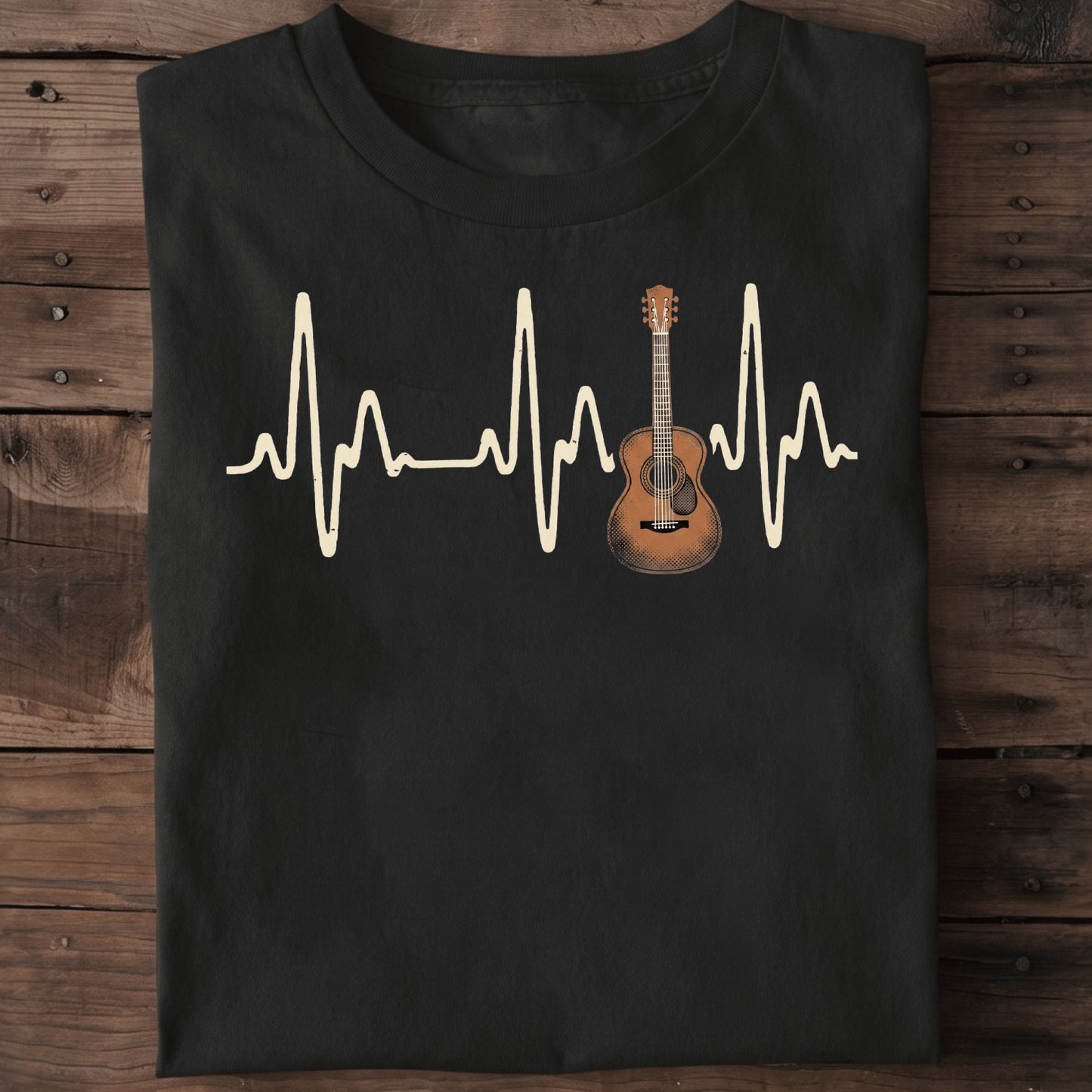Acoustic Guitar Heartbeat Lifeline T-Shirt - The Music Frontiers