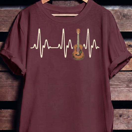 Acoustic Guitar Heartbeat Lifeline T-Shirt - The Music Frontiers