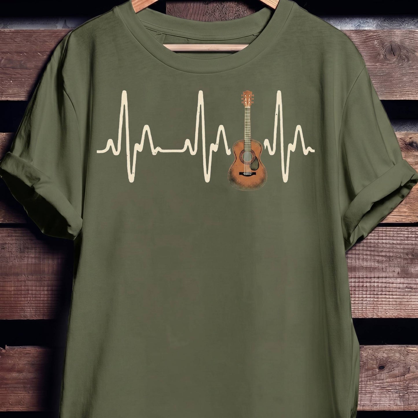 Acoustic Guitar Heartbeat Lifeline T-Shirt - The Music Frontiers