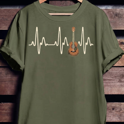Acoustic Guitar Heartbeat Lifeline T-Shirt - The Music Frontiers