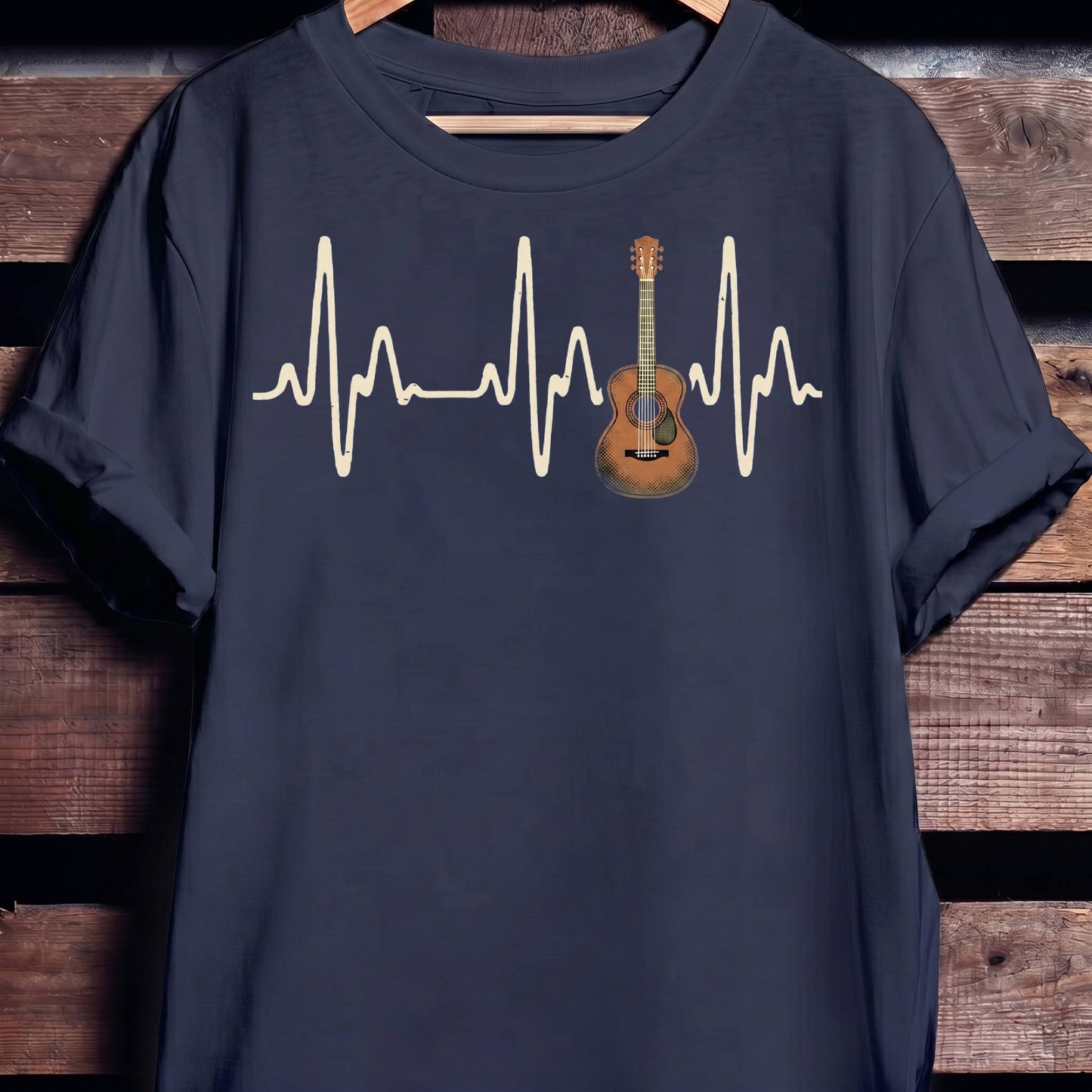 Acoustic Guitar Heartbeat Lifeline T-Shirt - The Music Frontiers