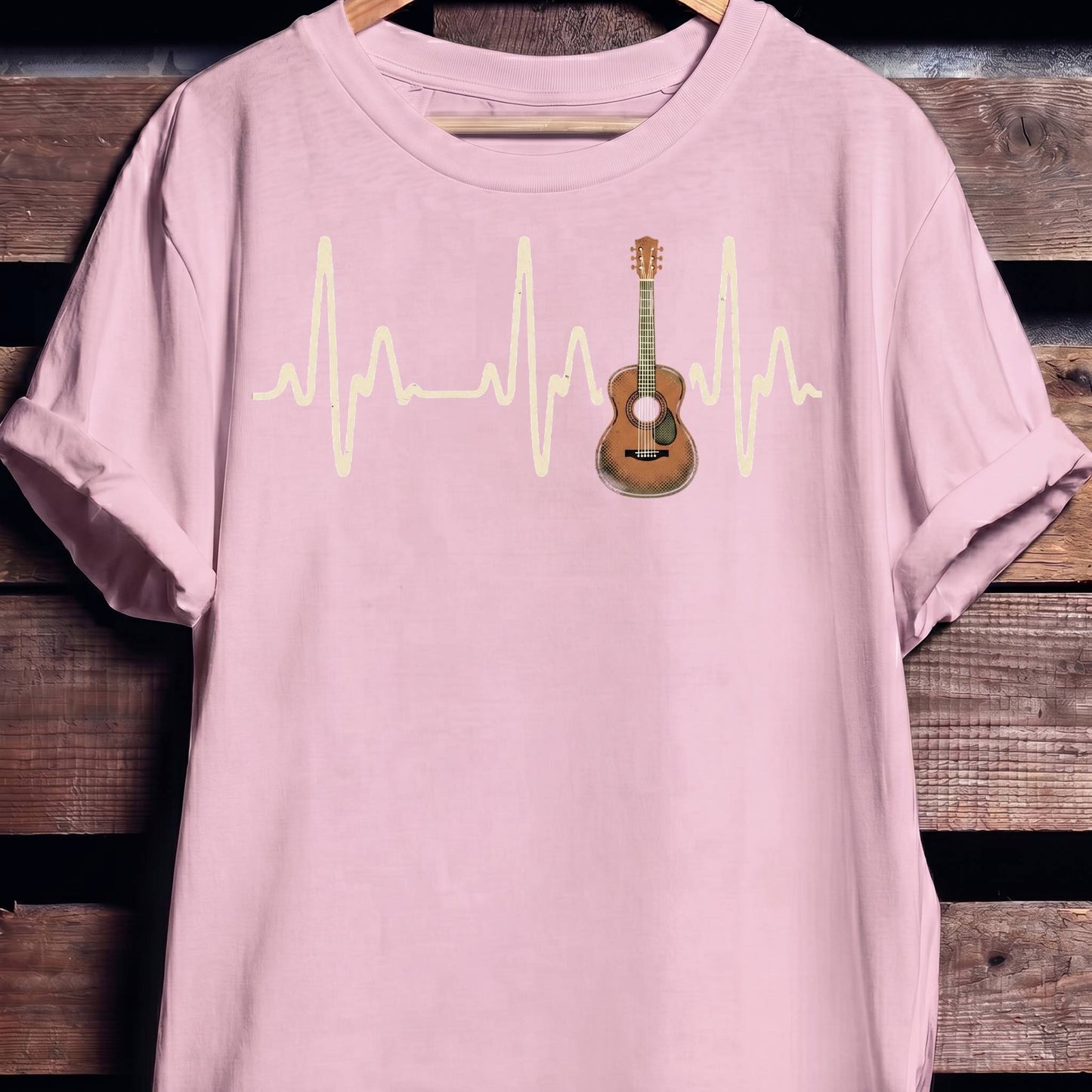 Acoustic Guitar Heartbeat Lifeline T-Shirt - The Music Frontiers