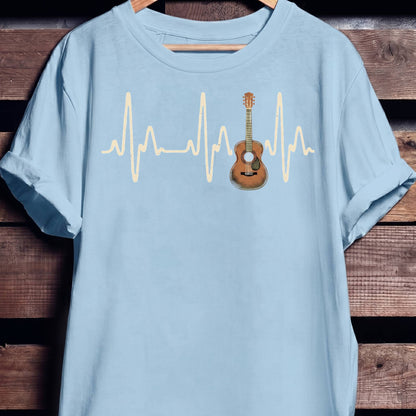 Acoustic Guitar Heartbeat Lifeline T-Shirt - The Music Frontiers