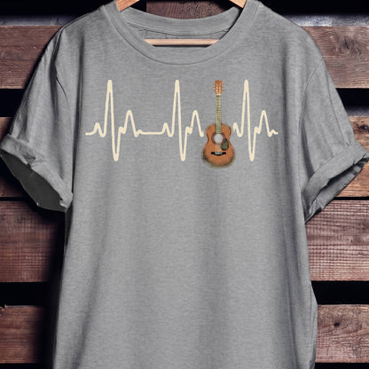 Acoustic Guitar Heartbeat Lifeline T-Shirt - The Music Frontiers
