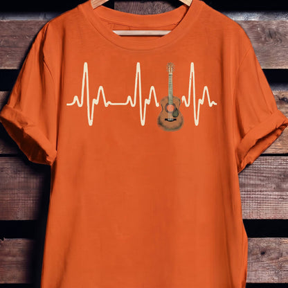 Acoustic Guitar Heartbeat Lifeline T-Shirt - The Music Frontiers