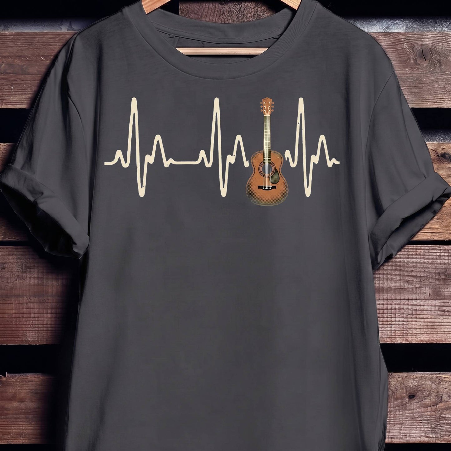 Acoustic Guitar Heartbeat Lifeline T-Shirt - The Music Frontiers