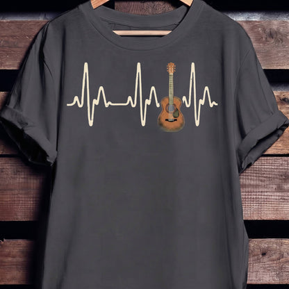 Acoustic Guitar Heartbeat Lifeline T-Shirt - The Music Frontiers