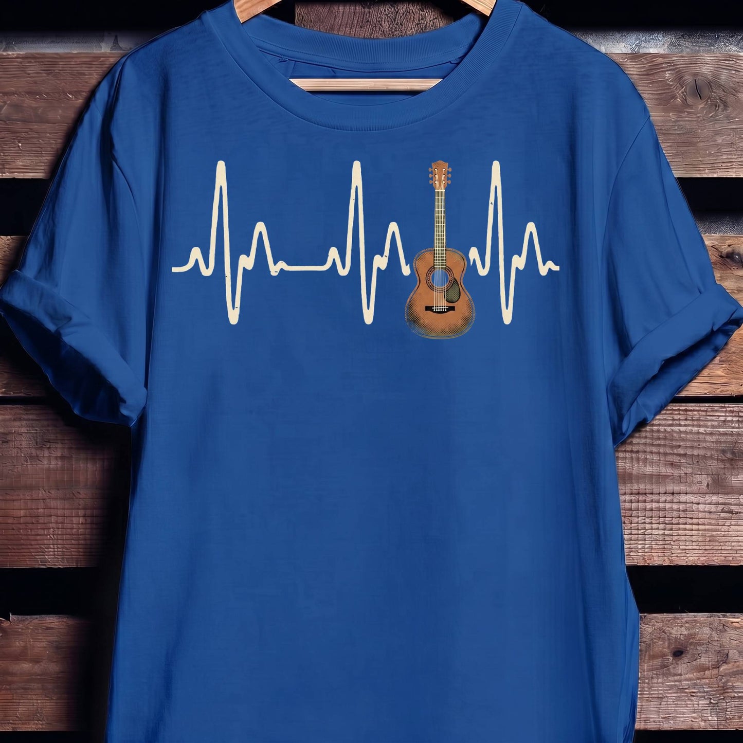 Acoustic Guitar Heartbeat Lifeline T-Shirt - The Music Frontiers