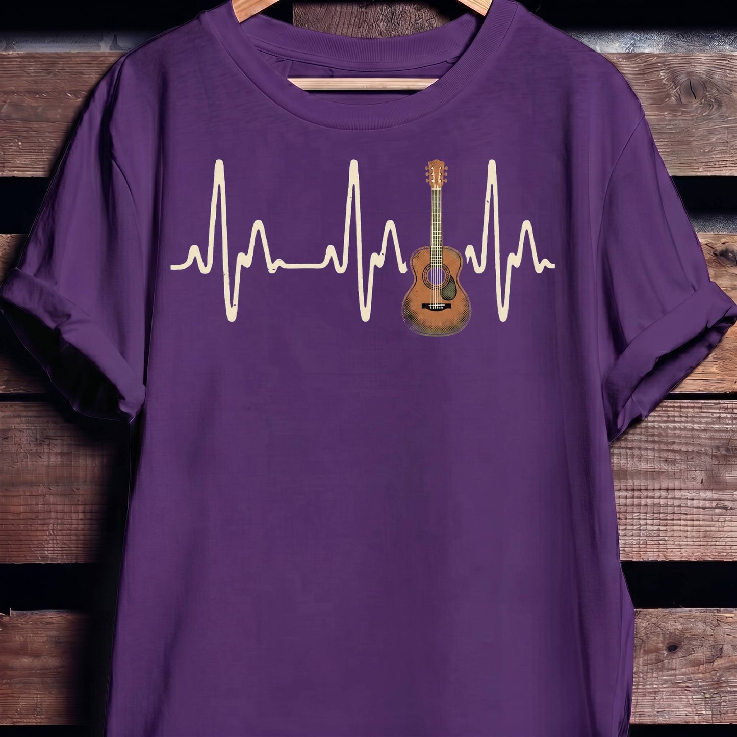 Acoustic Guitar Heartbeat Lifeline T-Shirt - The Music Frontiers