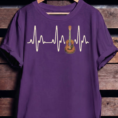 Acoustic Guitar Heartbeat Lifeline T-Shirt - The Music Frontiers