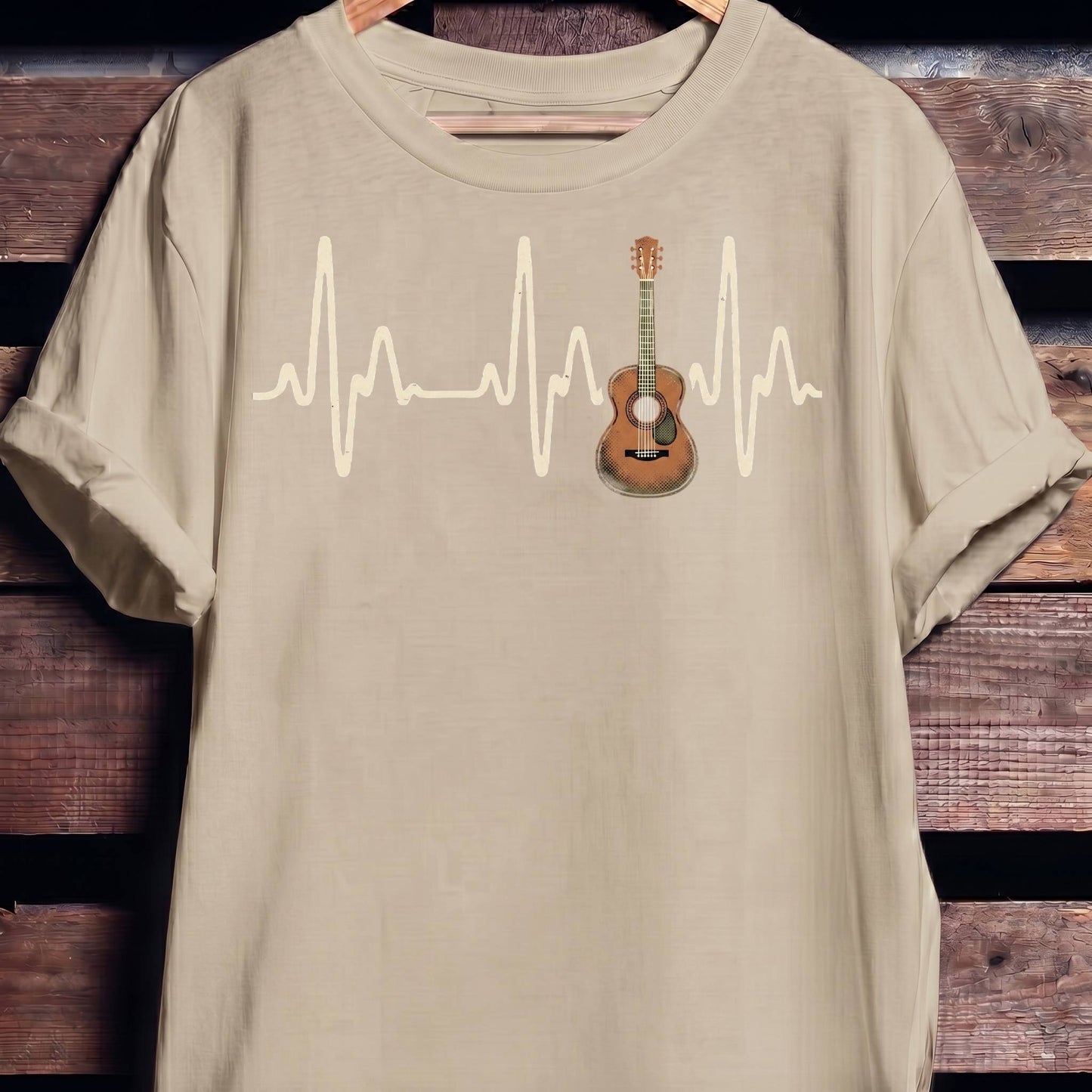 Acoustic Guitar Heartbeat Lifeline T-Shirt - The Music Frontiers