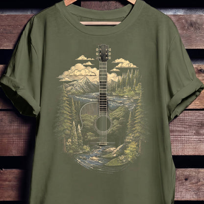 Acoustic Guitar Nature Landscape T-Shirt - The Music Frontiers