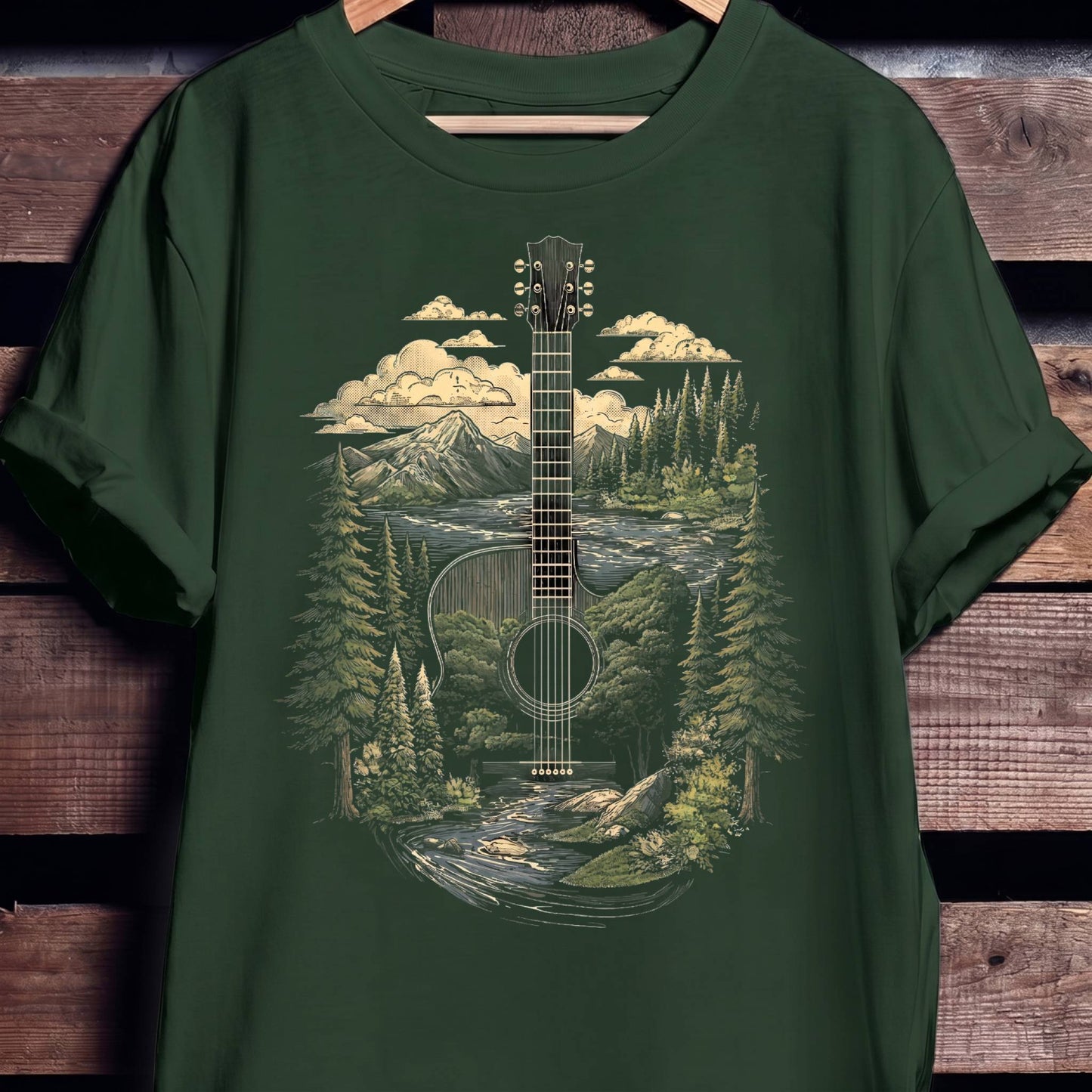 Acoustic Guitar Nature Landscape T-Shirt - The Music Frontiers