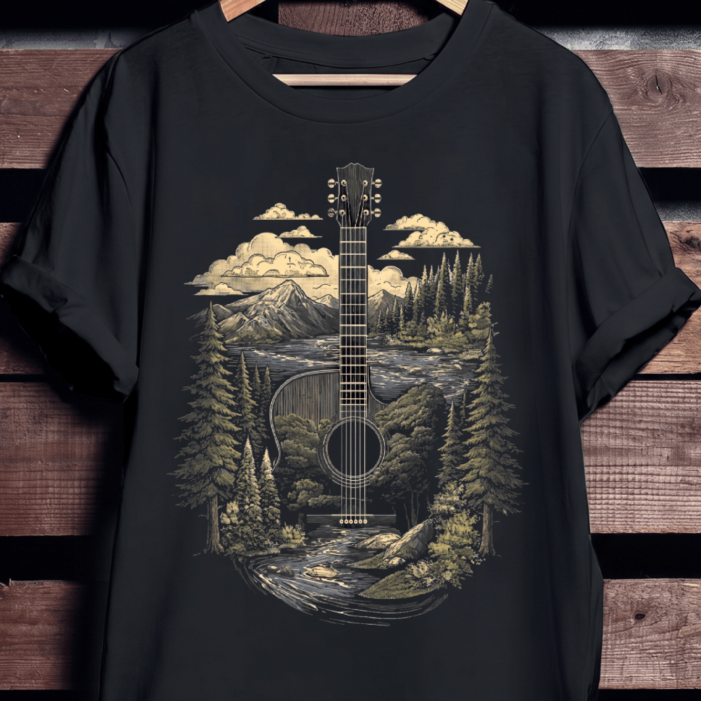 Acoustic Guitar Nature Landscape T-Shirt - The Music Frontiers