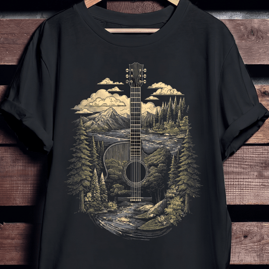 Acoustic Guitar Nature Landscape T-Shirt - The Music Frontiers