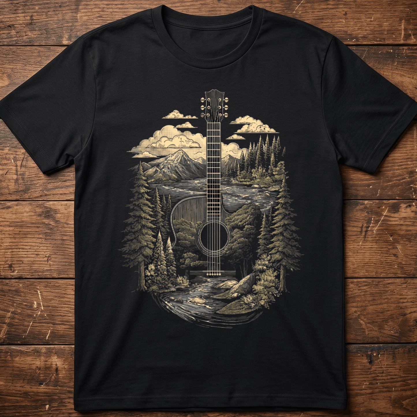 Acoustic Guitar Nature Landscape T-Shirt - The Music Frontiers