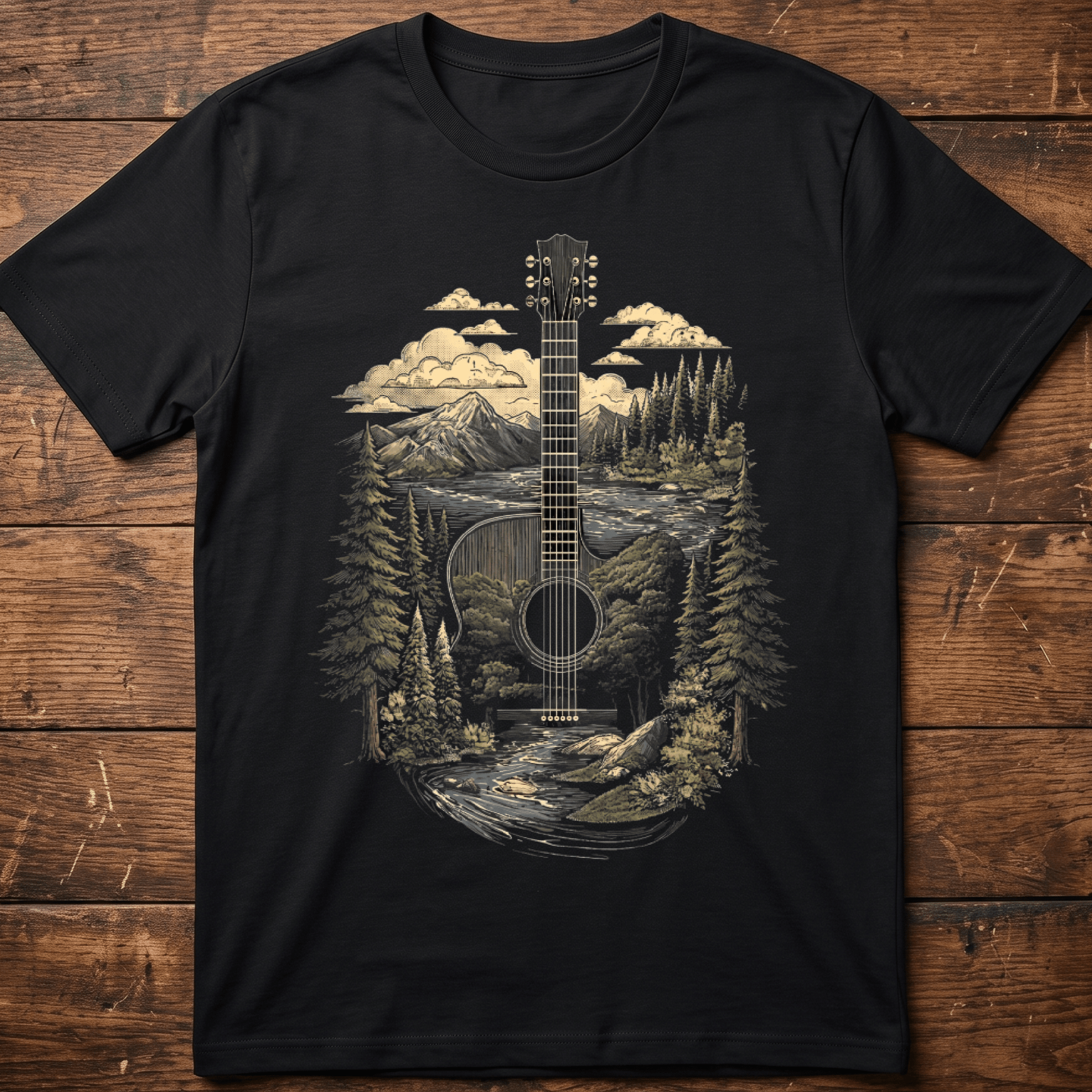 Acoustic Guitar Nature Landscape T-Shirt - The Music Frontiers
