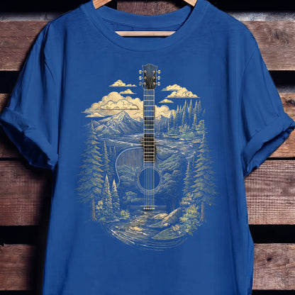 Acoustic Guitar Nature Landscape T-Shirt - The Music Frontiers