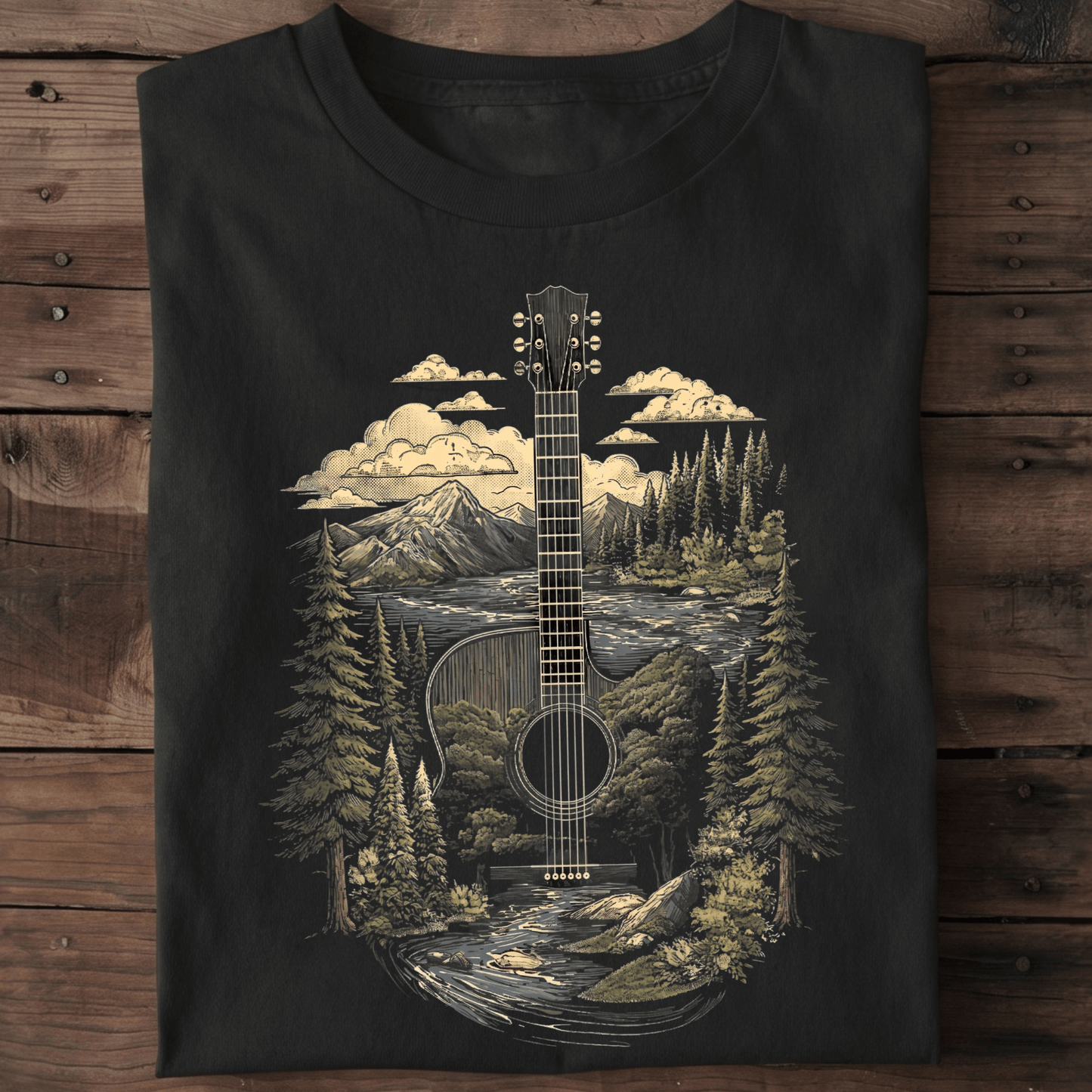 Acoustic Guitar Nature Landscape T-Shirt - The Music Frontiers