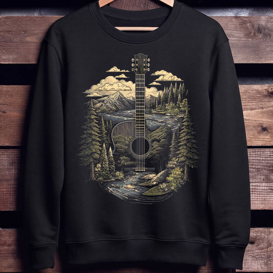 Acoustic Guitar Nature Landscape T-Shirt - Unisex Standard Crew Neck Sweatshirt