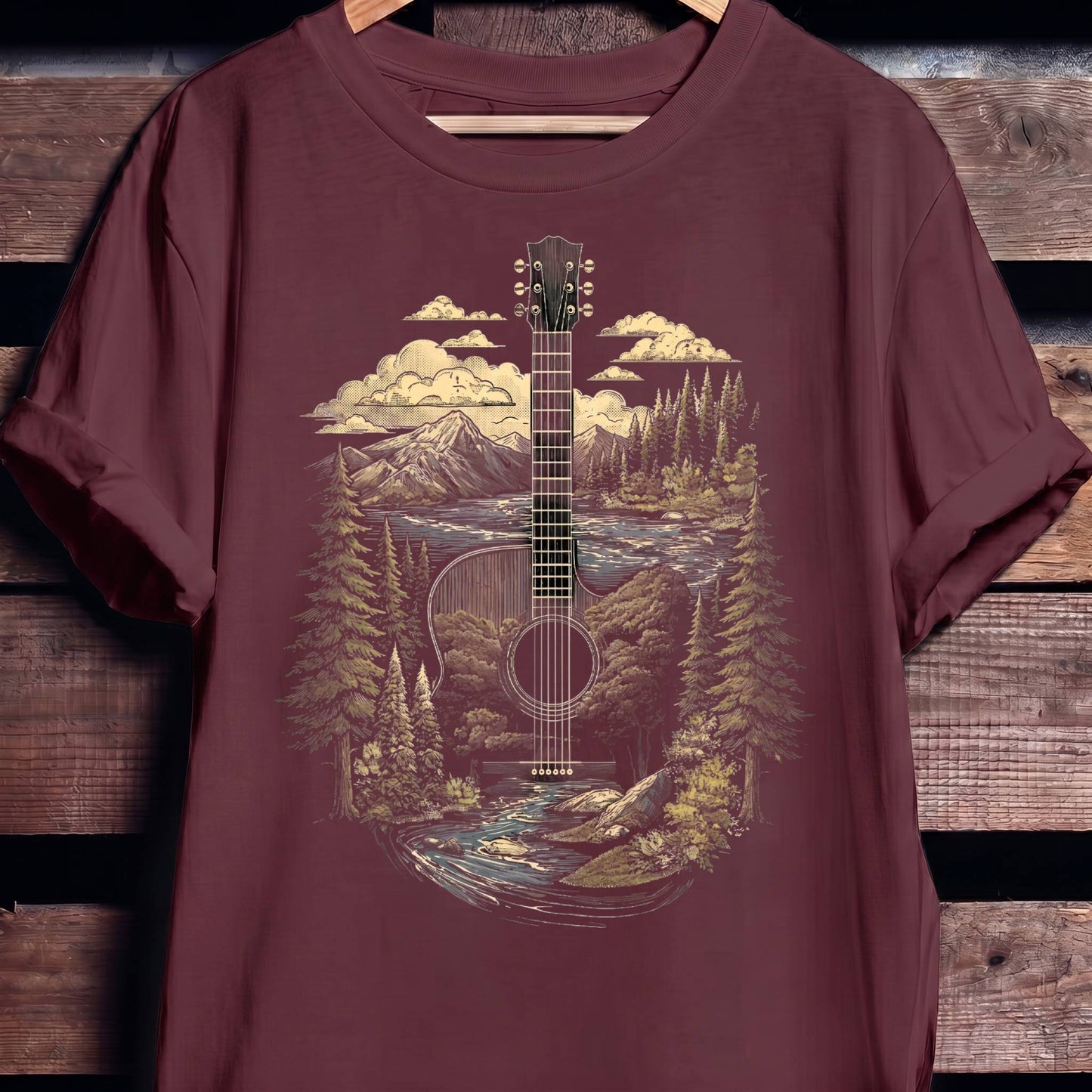 Acoustic Guitar Nature Landscape T-Shirt - The Music Frontiers