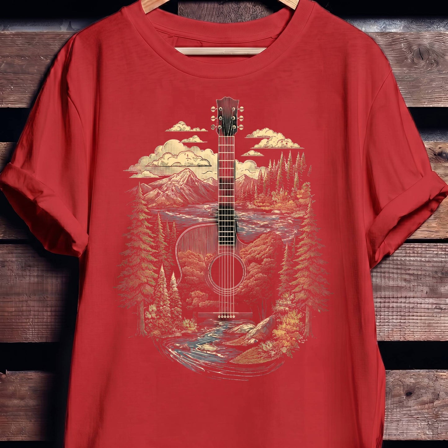 Acoustic Guitar Nature Landscape T-Shirt - The Music Frontiers