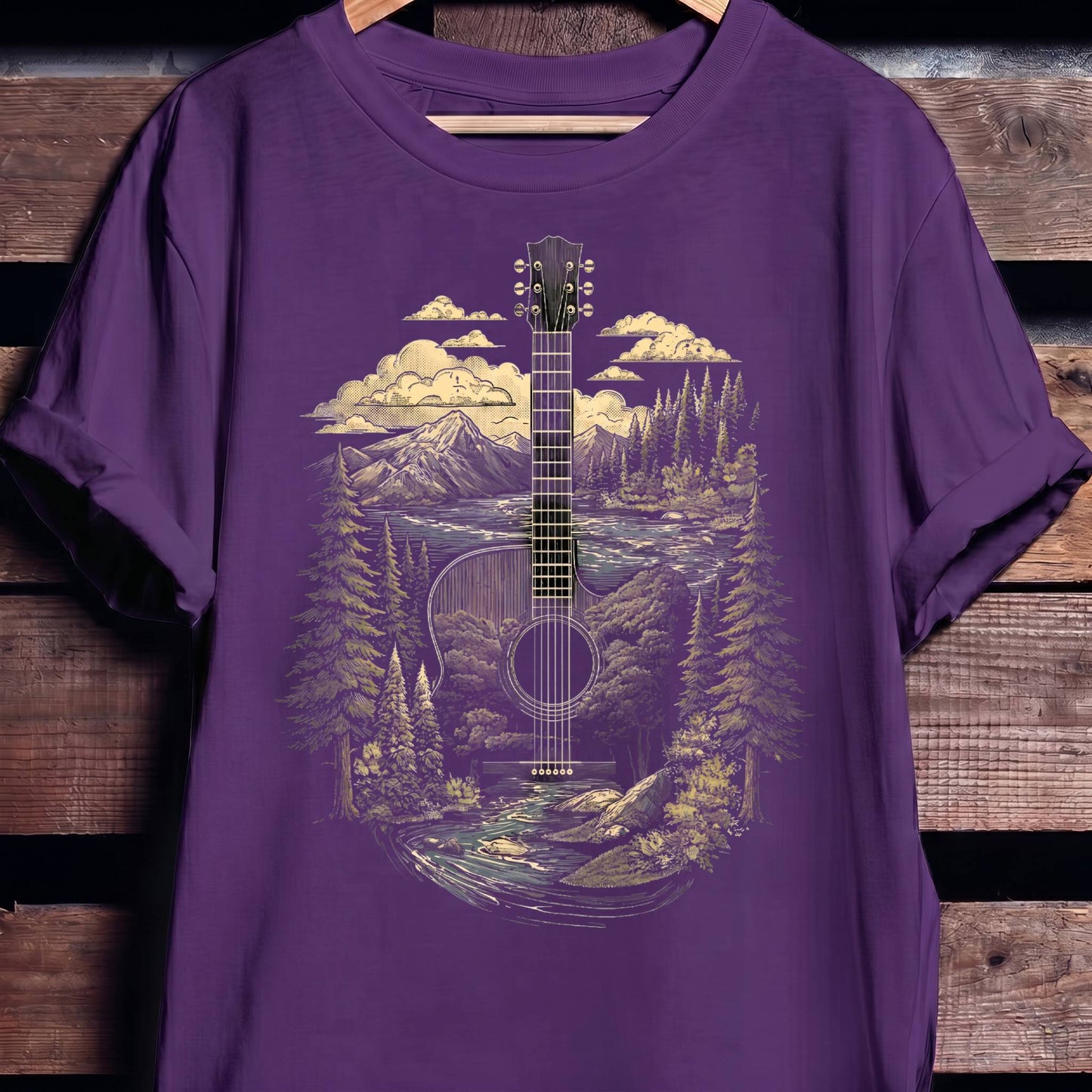 Acoustic Guitar Nature Landscape T-Shirt - The Music Frontiers