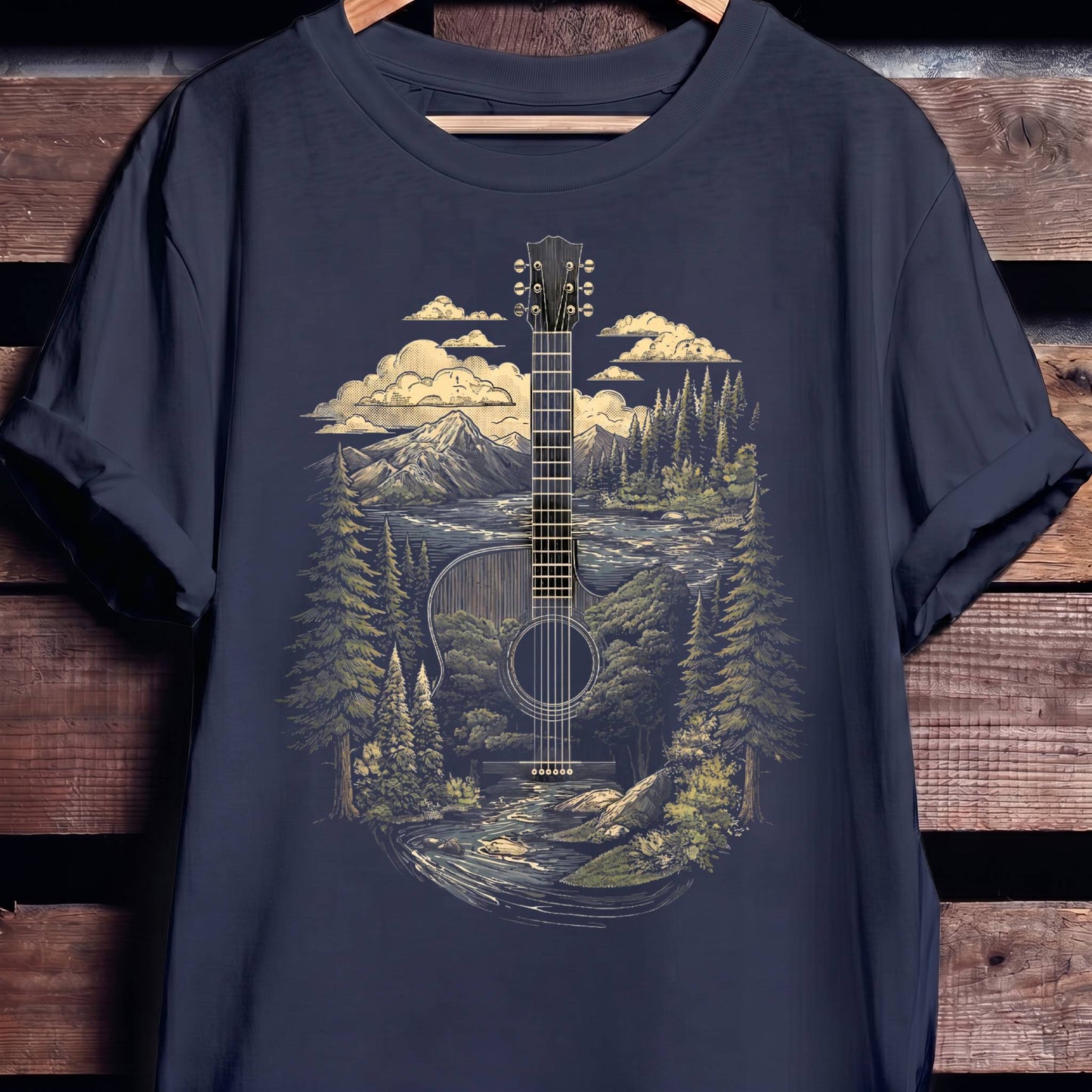 Acoustic Guitar Nature Landscape T-Shirt - The Music Frontiers