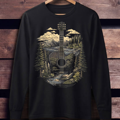 Acoustic Guitar Nature Landscape T-Shirt - Unisex Standard Long Sleeve