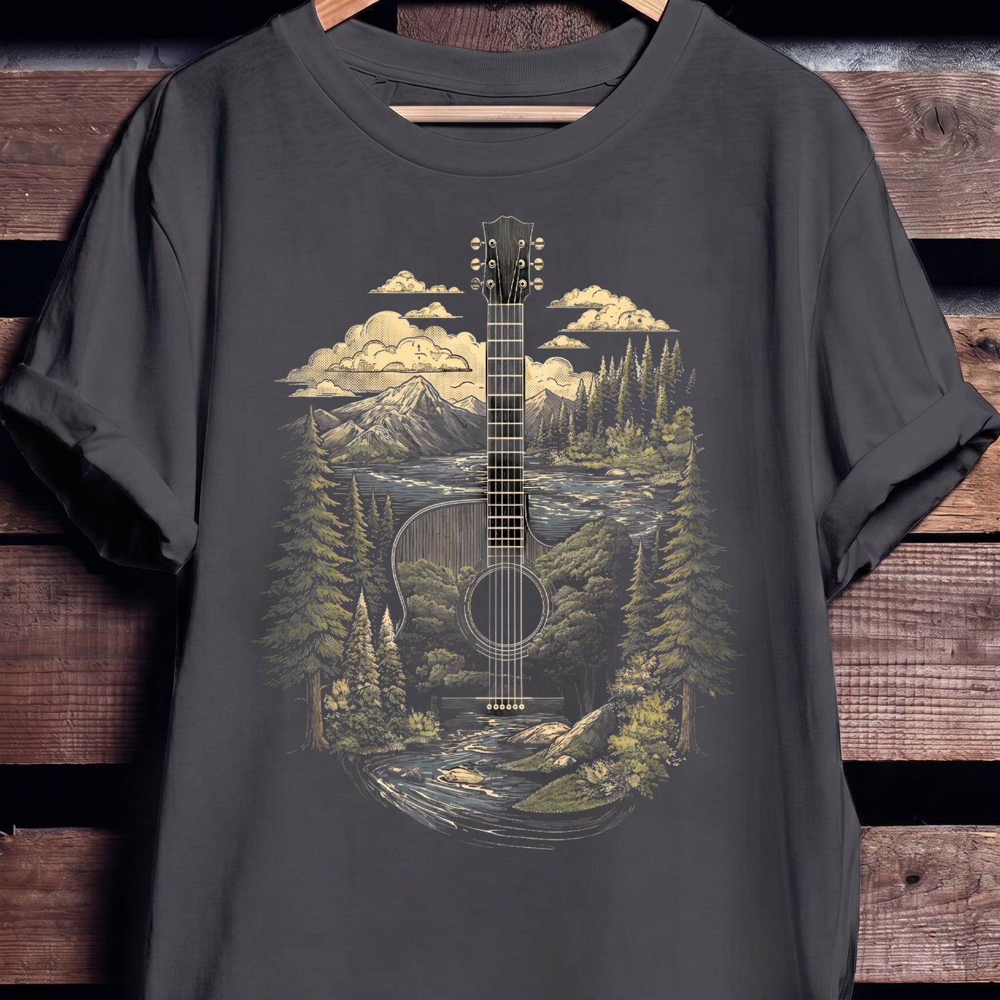Acoustic Guitar Nature Landscape T-Shirt - The Music Frontiers