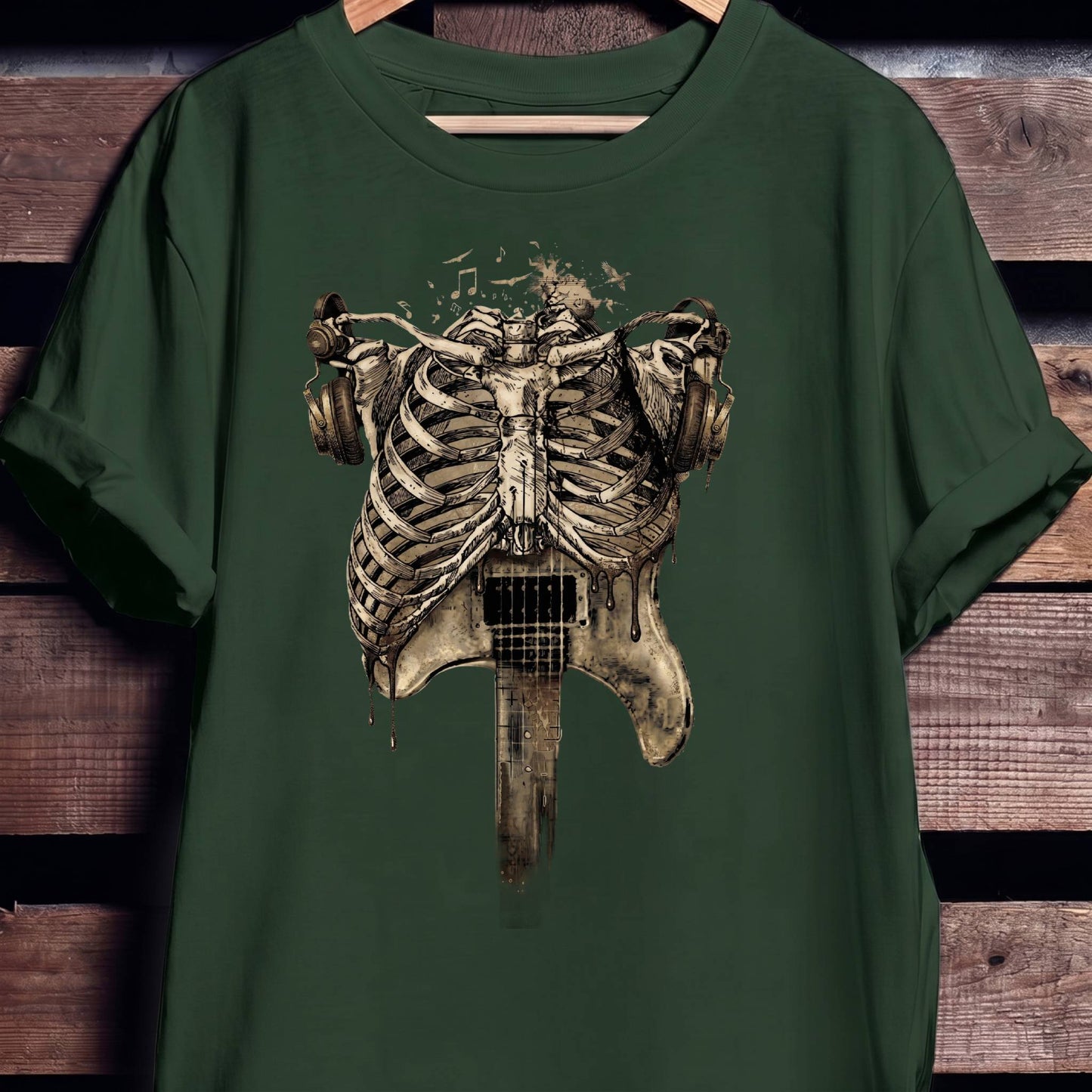 Aesthetic Rockstar Skeleton T-shirt - Vintage Dark Art Music Lover Tee - The Music Frontiers