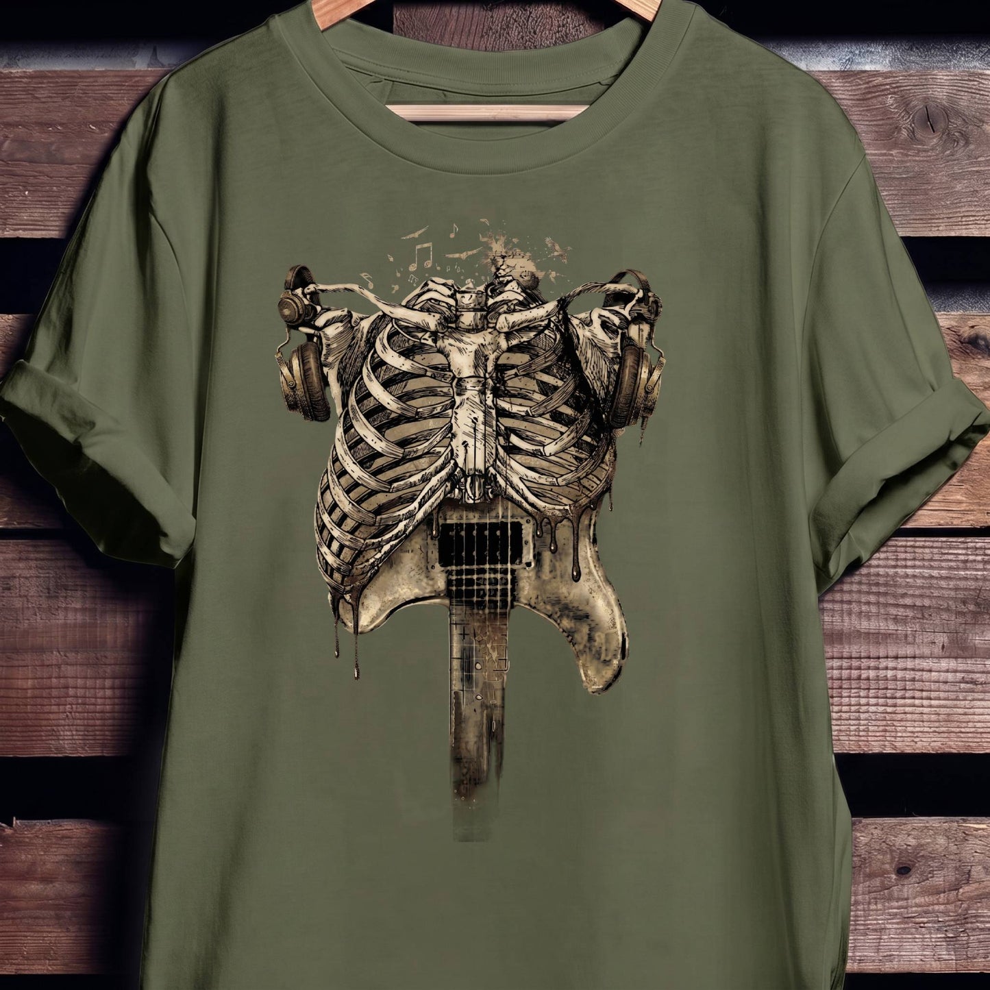 Aesthetic Rockstar Skeleton T-shirt - Vintage Dark Art Music Lover Tee - The Music Frontiers