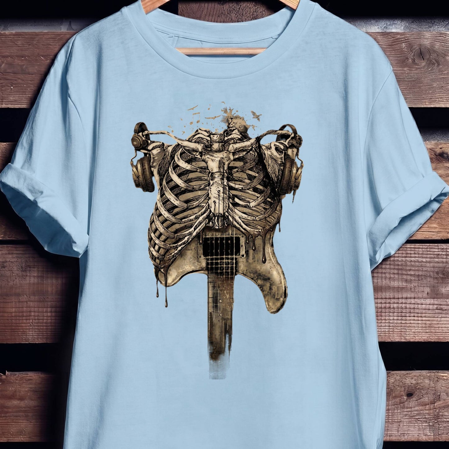 Aesthetic Rockstar Skeleton T-shirt - Vintage Dark Art Music Lover Tee - The Music Frontiers