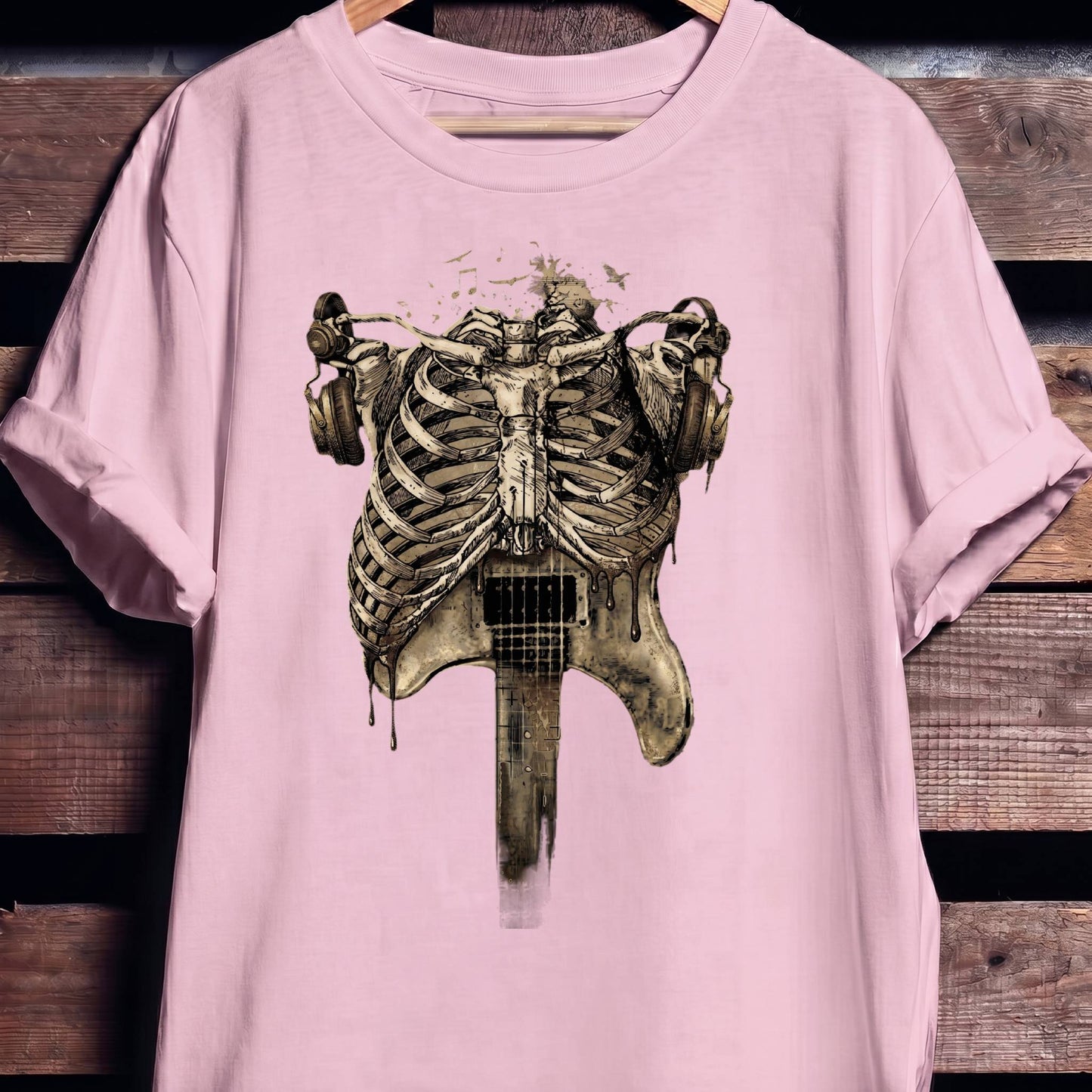 Aesthetic Rockstar Skeleton T-shirt - Vintage Dark Art Music Lover Tee - The Music Frontiers