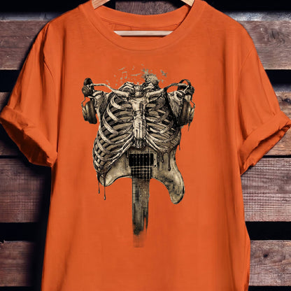 Aesthetic Rockstar Skeleton T-shirt - Vintage Dark Art Music Lover Tee - The Music Frontiers