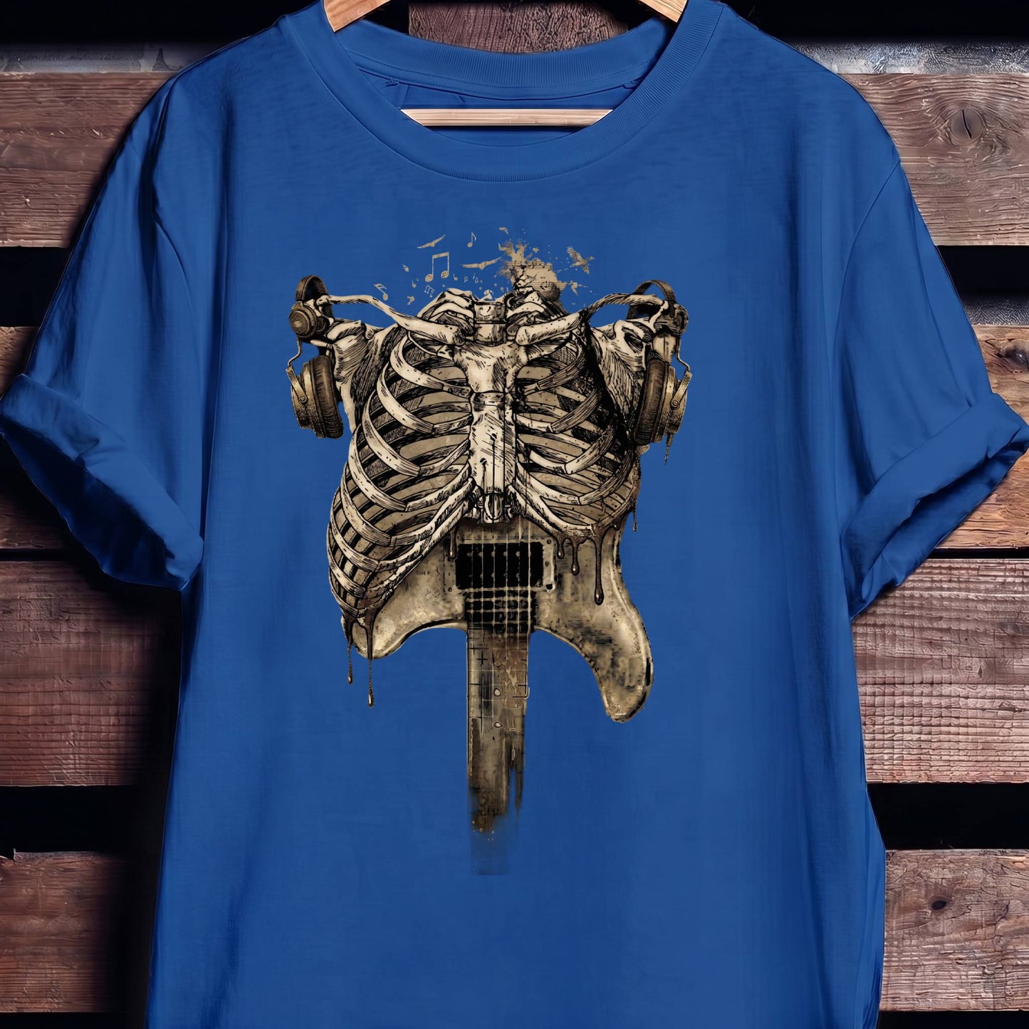 Aesthetic Rockstar Skeleton T-shirt - Vintage Dark Art Music Lover Tee - The Music Frontiers