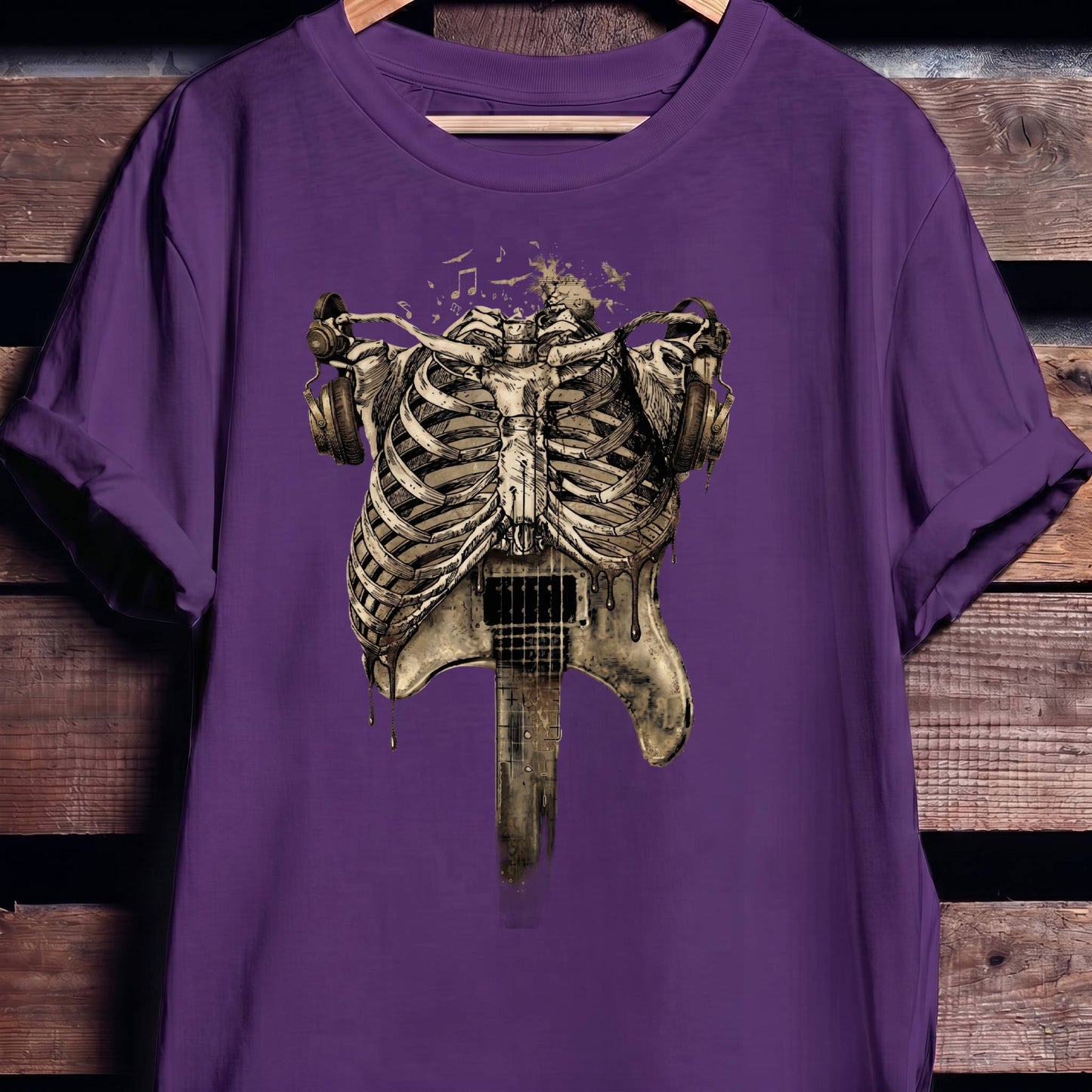 Aesthetic Rockstar Skeleton T-shirt - Vintage Dark Art Music Lover Tee - The Music Frontiers