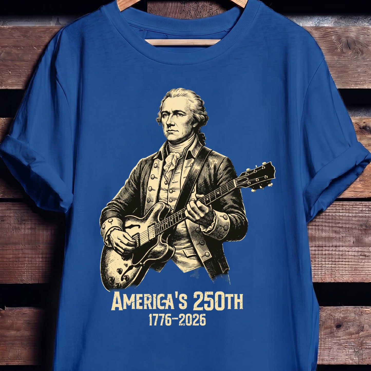 Alexander Hamilton Playing Guitar America 250 - The Music Frontiers
