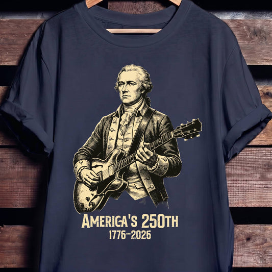 Alexander Hamilton Playing Guitar America 250 - The Music Frontiers