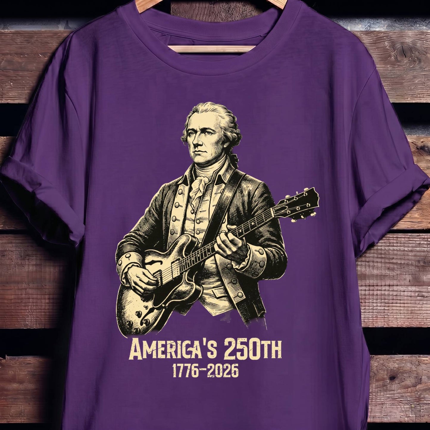 Alexander Hamilton Playing Guitar America 250 - The Music Frontiers
