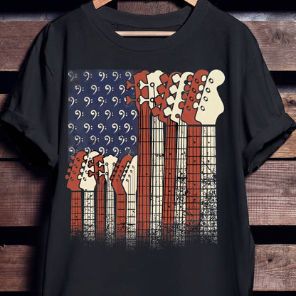 American Flag Bassist Graphic Tee - The Music Frontiers